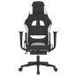 Gaming-Stuhl mit Massage & Fußstütze Schwarz und Weiß Stoff Gaming-Stuhl mit Massage & Fußstütze Schwarz und Weiß Stoff