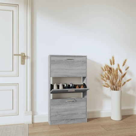 vidaXL Schuhschrank Grau Sonoma 59x17x108 cm Holzwerkstoff