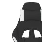 Gaming-Stuhl mit Massage & Fußstütze Schwarz und Weiß Stoff Gaming-Stuhl mit Massage & Fußstütze Schwarz und Weiß Stoff