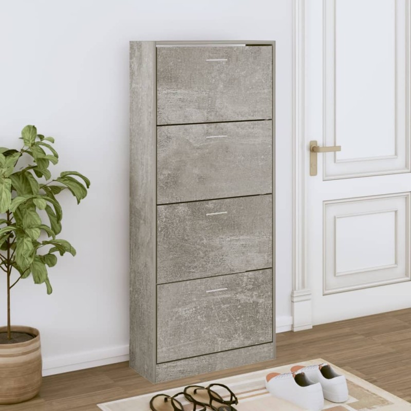 vidaXL Schuhschrank Betongrau 63x24x147 cm Holzwerkstoff vidaXL Schuhschrank Betongrau 63x24x147 cm Holzwerkstoff