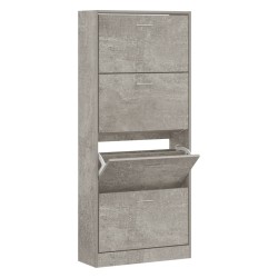 vidaXL Schuhschrank Betongrau 63x24x147 cm Holzwerkstoff