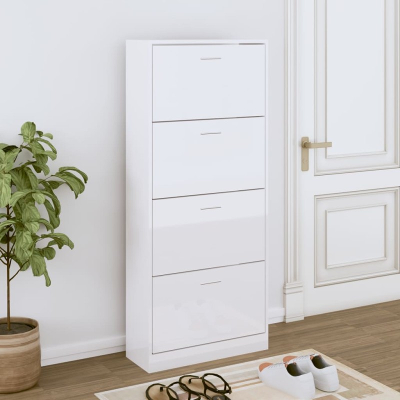vidaXL Schuhschrank Hochglanz-Weiß 63x24x147 cm Holzwerkstoff vidaXL Schuhschrank Hochglanz-Weiß 63x24x147 cm Holzwerkstoff