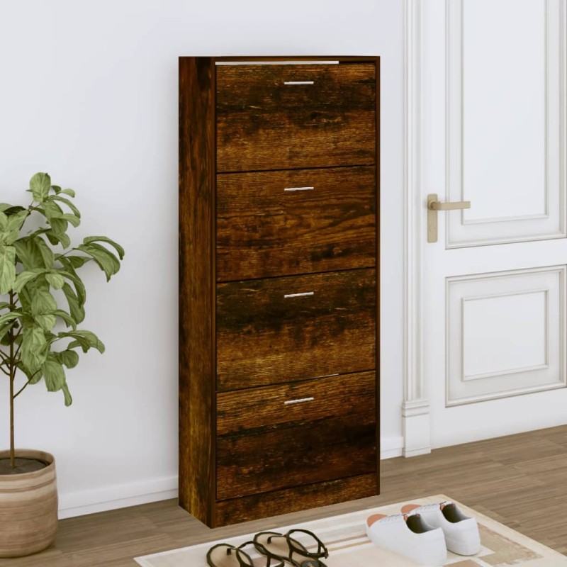 vidaXL Schuhschrank Räuchereiche 63x24x147 cm Holzwerkstoff vidaXL Schuhschrank Räuchereiche 63x24x147 cm Holzwerkstoff