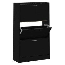 vidaXL Schuhschrank Schwarz 63x24x103 cm Holzwerkstoff