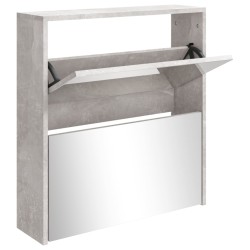 vidaXL Schuhschrank mit Spiegel 2 Fächer Betongrau 63x17x67 cm