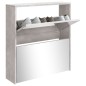 vidaXL Schuhschrank mit Spiegel 2 Fächer Betongrau 63x17x67 cm vidaXL Schuhschrank mit Spiegel 2 Fächer Betongrau 63x17x67 cm
