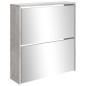 vidaXL Schuhschrank mit Spiegel 2 Fächer Betongrau 63x17x67 cm vidaXL Schuhschrank mit Spiegel 2 Fächer Betongrau 63x17x67 cm
