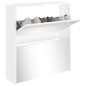 vidaXL Schuhschrank mit Spiegel 2 Fächer Hochglanz-Weiß 63x17x67 cm vidaXL Schuhschrank mit Spiegel 2 Fächer Hochglanz-Weiß 63x17x67 cm