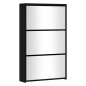 vidaXL Schuhschrank mit Spiegel 3 Fächer Schwarz 63x17x102,5 cm vidaXL Schuhschrank mit Spiegel 3 Fächer Schwarz 63x17x102,5 cm