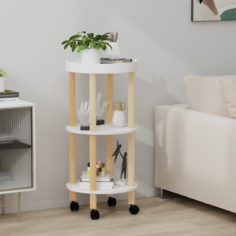 vidaXL Servierwagen 3 Etagen Weiß 38x38x82cm Holzwerkstoff Kiefernholz vidaXL Servierwagen 3 Etagen Weiß 38x38x82cm Holzwerkstoff Kiefernholz