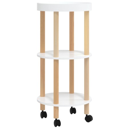 vidaXL Servierwagen 3 Etagen Weiß 38x38x82cm Holzwerkstoff Kiefernholz