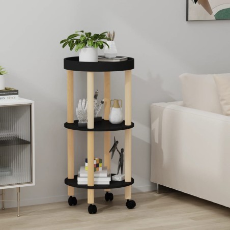 vidaXL Servierwagen 3 Etagen Schwarz 38x38x82 cm Holzwerkstoff & Holz