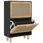 vidaXL Schuhschrank Schwarz 52x25x80 cm Holzwerkstoff & Rattan Natur vidaXL Schuhschrank Schwarz 52x25x80 cm Holzwerkstoff & Rattan Natur