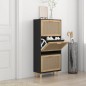 vidaXL Schuhschrank Schwarz 52x25x115 cm Holzwerkstoff & Rattan Natur vidaXL Schuhschrank Schwarz 52x25x115 cm Holzwerkstoff & Rattan Natur