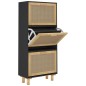 vidaXL Schuhschrank Schwarz 52x25x115 cm Holzwerkstoff & Rattan Natur vidaXL Schuhschrank Schwarz 52x25x115 cm Holzwerkstoff & Rattan Natur