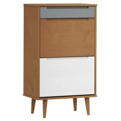vidaXL Schuhschrank MOLDE Braun 59,5x35x103 cm Massivholz Kiefer