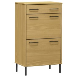 vidaXL Schuhschrank OSLO mit Metallbeinen Braun Massivholz Kiefer