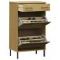 vidaXL Schuhschrank OSLO mit Metallbeinen Braun Massivholz Kiefer vidaXL Schuhschrank OSLO mit Metallbeinen Braun Massivholz Kiefer
