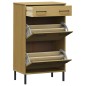 vidaXL Schuhschrank OSLO mit Metallbeinen Braun Massivholz Kiefer vidaXL Schuhschrank OSLO mit Metallbeinen Braun Massivholz Kiefer