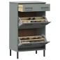 vidaXL Schuhschrank OSLO mit Metallbeinen Grau Massivholz Kiefer vidaXL Schuhschrank OSLO mit Metallbeinen Grau Massivholz Kiefer