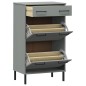 vidaXL Schuhschrank OSLO mit Metallbeinen Grau Massivholz Kiefer vidaXL Schuhschrank OSLO mit Metallbeinen Grau Massivholz Kiefer
