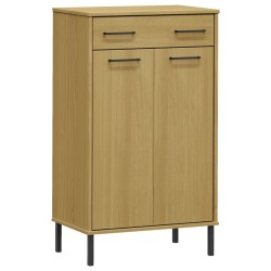 vidaXL Schuhschrank OSLO mit Metallbeinen Braun Massivholz Kiefer