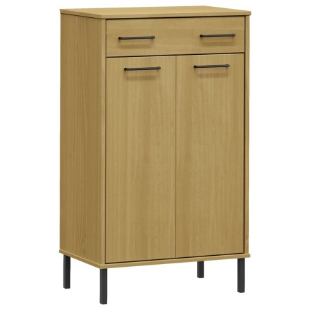 vidaXL Schuhschrank OSLO mit Metallbeinen Braun Massivholz Kiefer