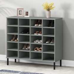 vidaXL Schuhregal OSLO mit Metallbeinen Grau 95x35x87 cm Massivholz