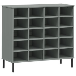 vidaXL Schuhregal OSLO mit Metallbeinen Grau 95x35x87 cm Massivholz