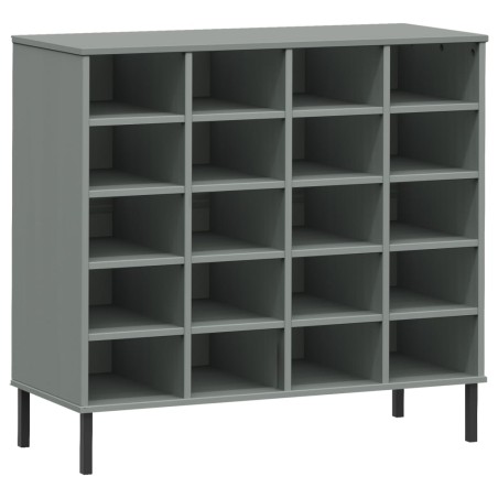vidaXL Schuhregal OSLO mit Metallbeinen Grau 95x35x87 cm Massivholz
