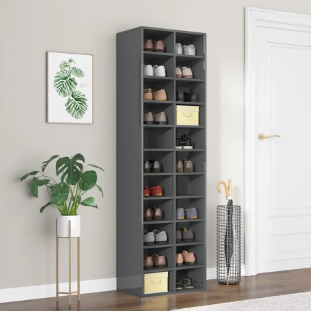 vidaXL Schuhschrank Hochglanz-Grau 54x34x183 cm Holzwerkstoff