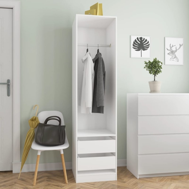vidaXL Kleiderschrank mit Schubladen Weiß 50x50x200 cm Holzwerkstoff vidaXL Kleiderschrank mit Schubladen Weiß 50x50x200 cm Holzwerkstoff