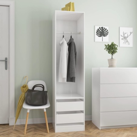 vidaXL Kleiderschrank mit Schubladen Hochglanz-Weiß 50x50x200 cm