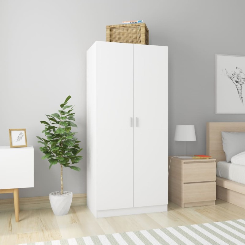 vidaXL Kleiderschrank Weiß 80x52x180 cm Holzwerkstoff vidaXL Kleiderschrank Weiß 80x52x180 cm Holzwerkstoff