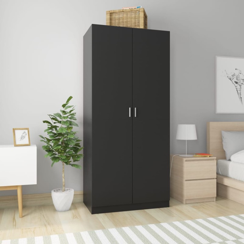 vidaXL Kleiderschrank Schwarz 90x52x200 cm Holzwerkstoff vidaXL Kleiderschrank Schwarz 90x52x200 cm Holzwerkstoff