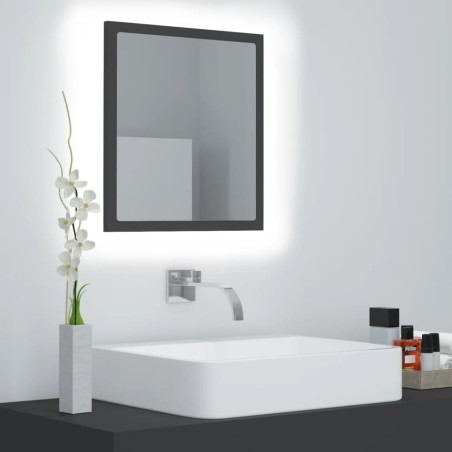 vidaXL LED-Badspiegel Grau 40x8,5x37 cm Acryl