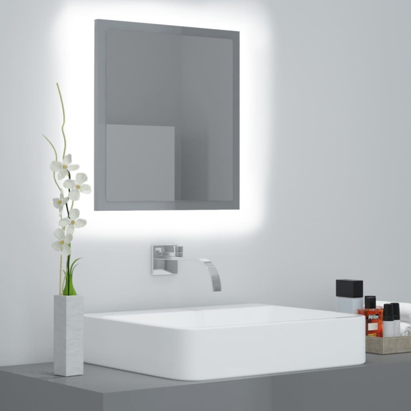 vidaXL LED-Badspiegel Hochglanz-Grau 40x8,5x37 cm Acryl vidaXL LED-Badspiegel Hochglanz-Grau 40x8,5x37 cm Acryl