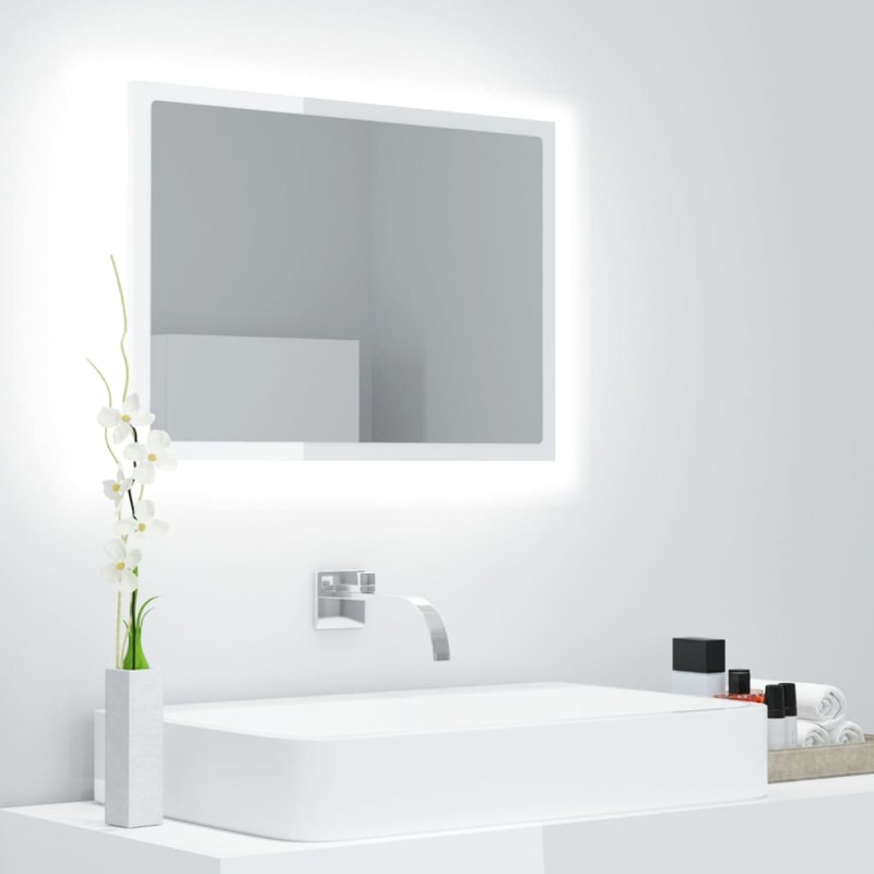 vidaXL LED-Badspiegel Hochglanz-Weiß 60x8,5x37 cm Acryl vidaXL LED-Badspiegel Hochglanz-Weiß 60x8,5x37 cm Acryl