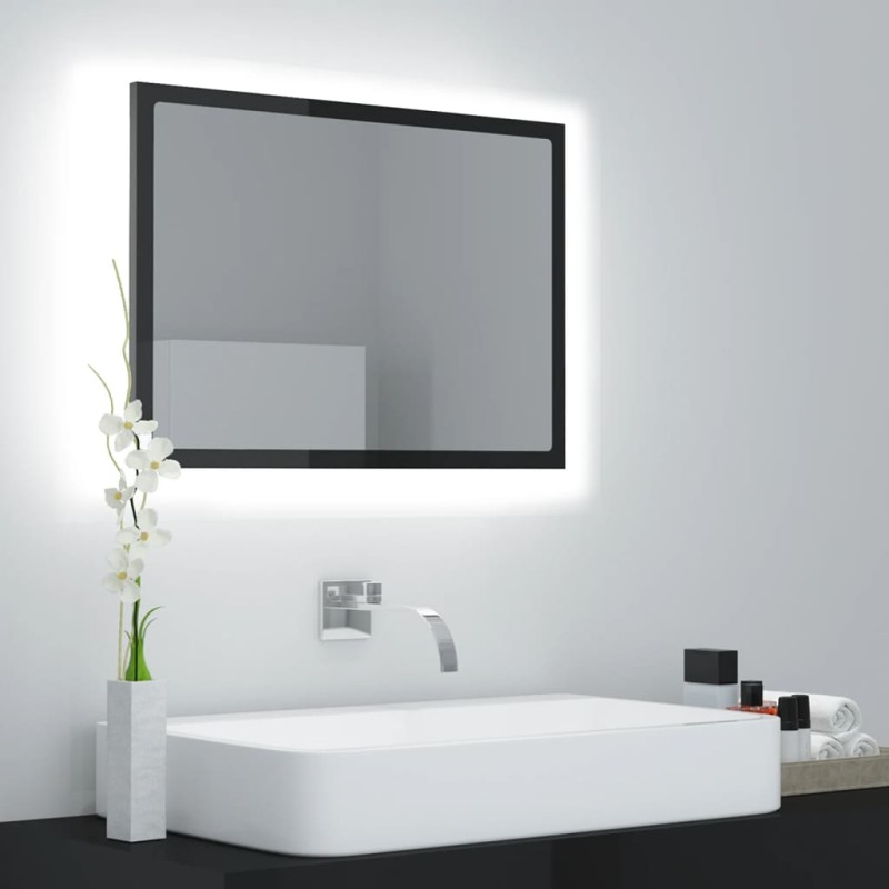 vidaXL LED-Badspiegel Hochglanz-Grau 60x8,5x37 cm Acryl vidaXL LED-Badspiegel Hochglanz-Grau 60x8,5x37 cm Acryl