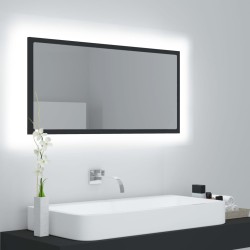vidaXL LED-Badspiegel Grau 90x8,5x37 cm Acryl