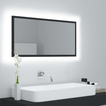 vidaXL LED-Badspiegel Grau 90x8,5x37 cm Acryl