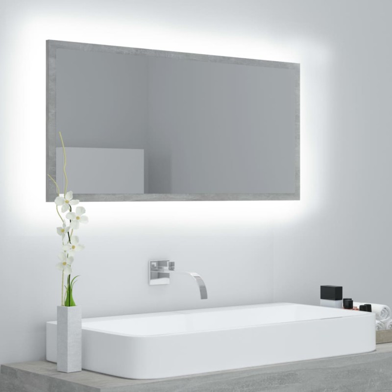vidaXL LED-Badspiegel Betongrau 90x8,5x37 cm Acryl vidaXL LED-Badspiegel Betongrau 90x8,5x37 cm Acryl
