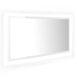 vidaXL LED-Badspiegel Hochglanz-Weiß 90x8,5x37 cm Acryl