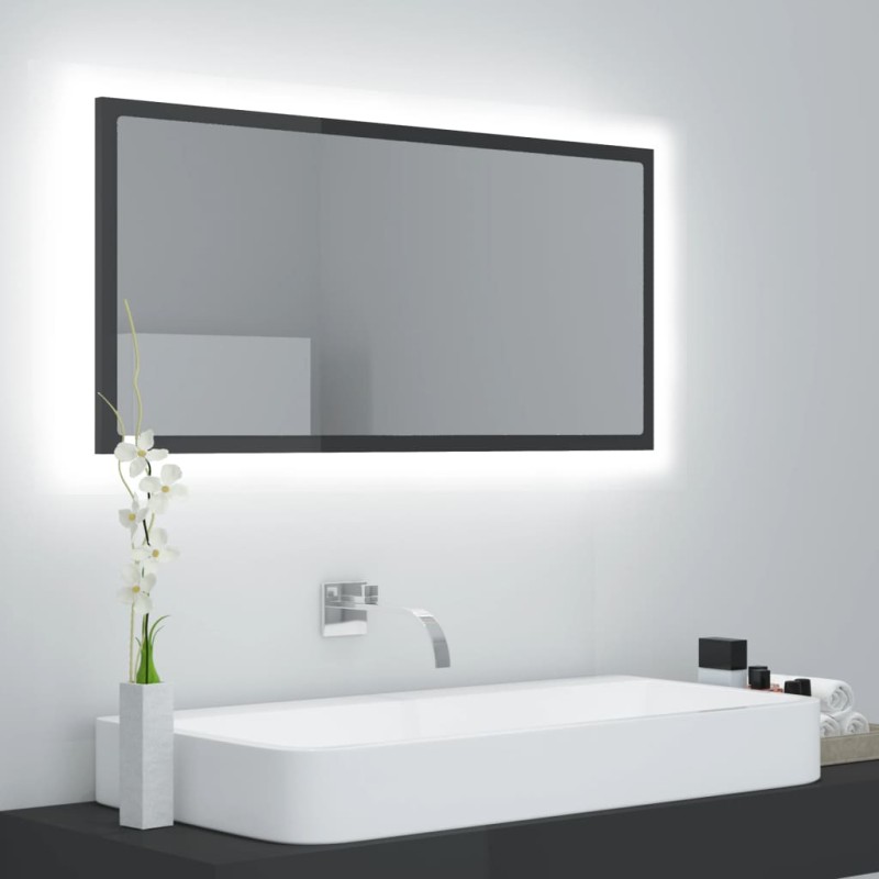 vidaXL LED-Badspiegel Hochglanz-Grau 90x8,5x37 cm Acryl vidaXL LED-Badspiegel Hochglanz-Grau 90x8,5x37 cm Acryl