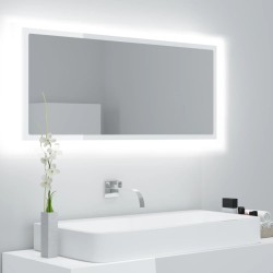 vidaXL LED-Badspiegel Hochglanz-Weiß 100x8,5x37 cm Acryl