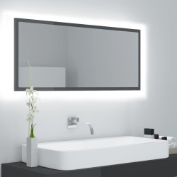 vidaXL LED-Badspiegel Hochglanz-Grau 100x8,5x37 cm Acryl