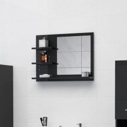 vidaXL Badspiegel Hochglanz-Schwarz 60x10,5x45 cm Holzwerkstoff