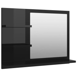 vidaXL Badspiegel Hochglanz-Schwarz 60x10,5x45 cm Holzwerkstoff
