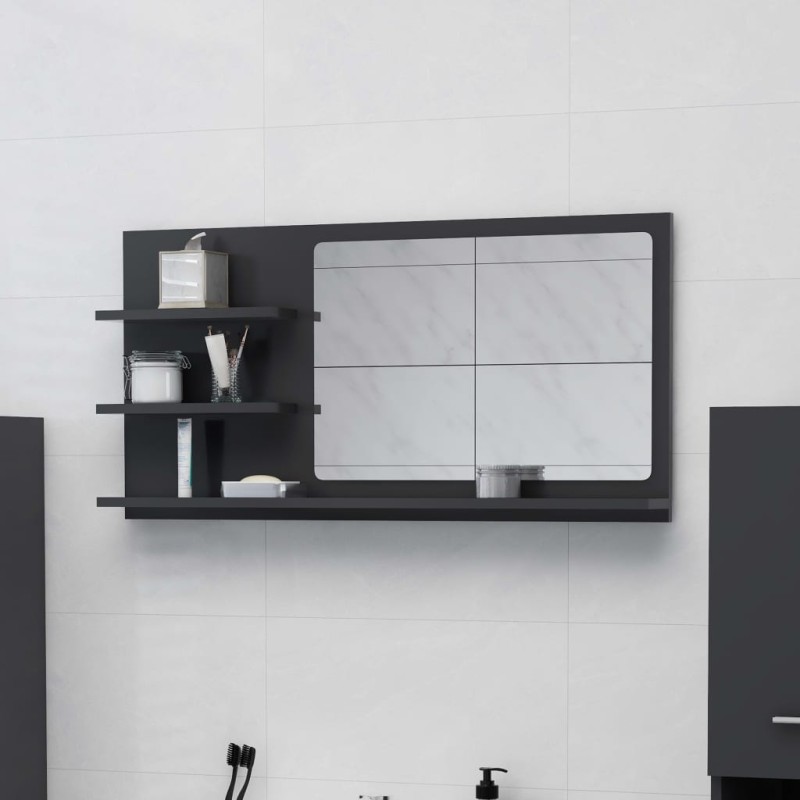 vidaXL Badspiegel Grau 90x10,5x45 cm Holzwerkstoff vidaXL Badspiegel Grau 90x10,5x45 cm Holzwerkstoff