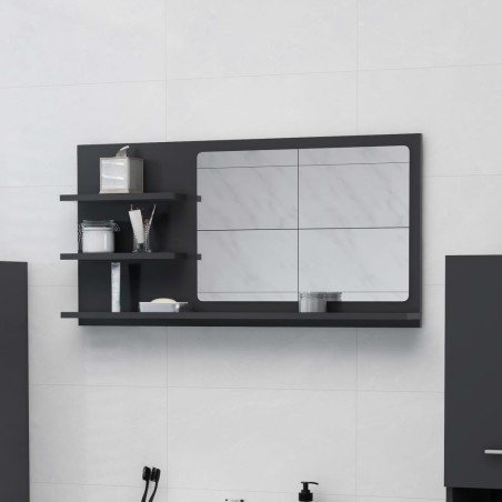 vidaXL Badspiegel Grau 90x10,5x45 cm Holzwerkstoff